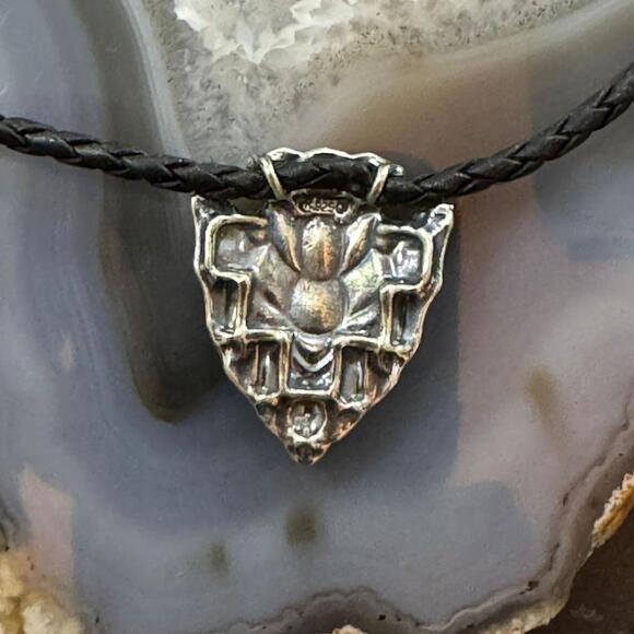 Carolyn Pollack Sterling Arrowhead Pendant with Black Braided Leather Necklace - Picture 7 of 10